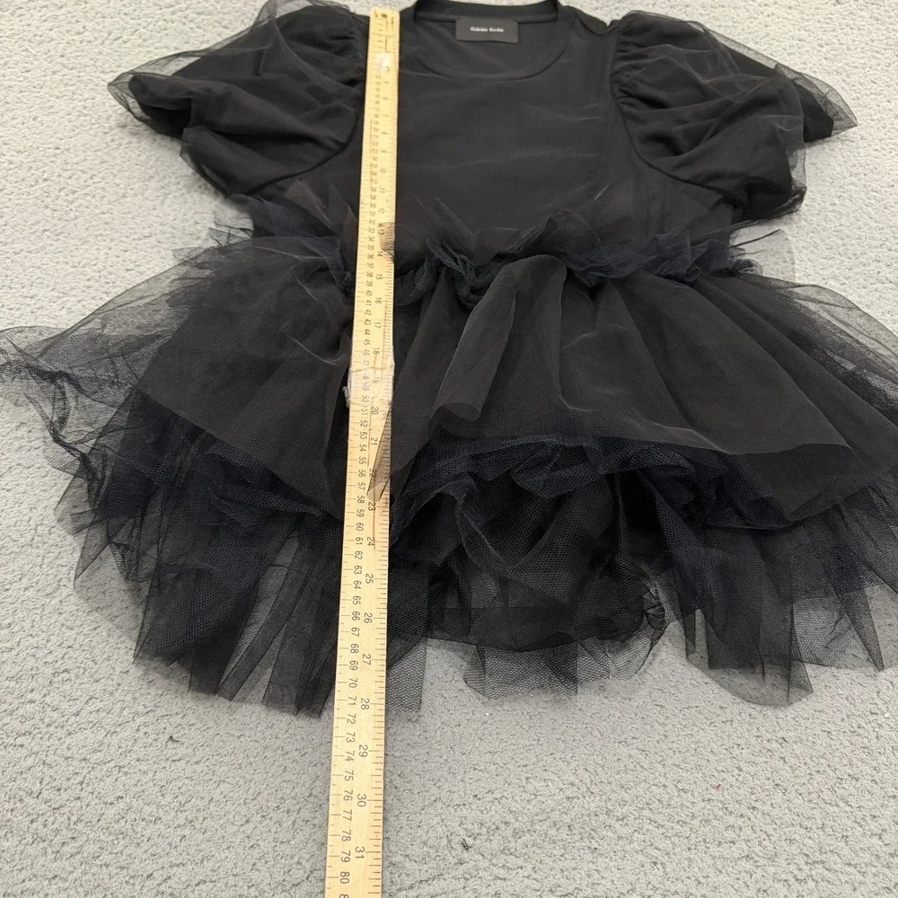 Simone Rocha Black Tulle Puff Sleeve Peplum Top Avant-Garde Tee Blouse Medium - Picture 7 of 11